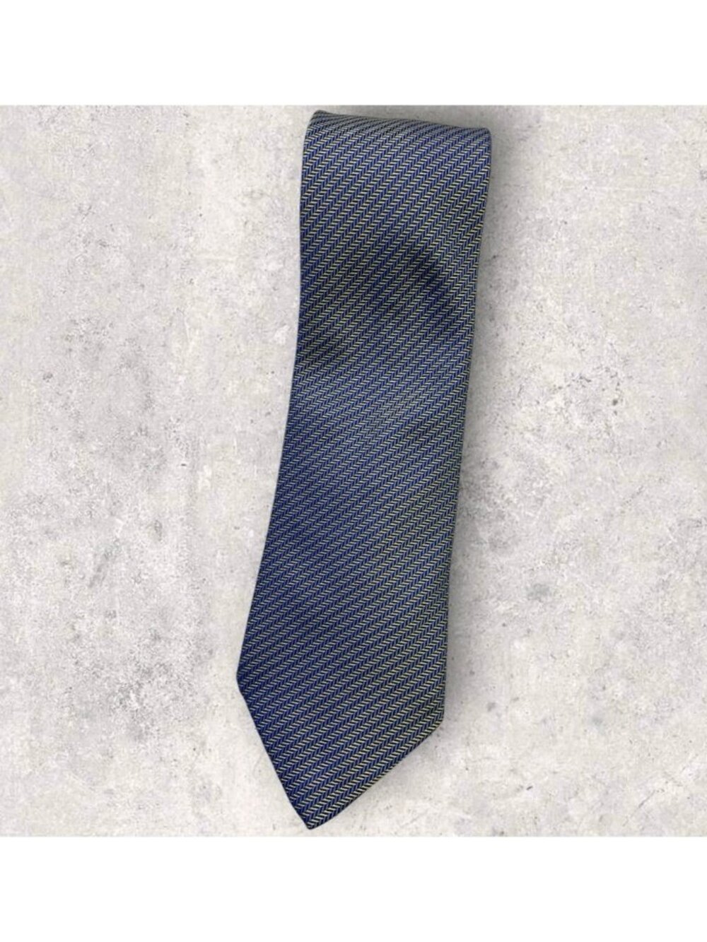 CHARLES TYRWHITT Silk Tie ENGLAND Changing Blue Gold Herringbone W:3.7" EUC - Picture 1 of 6